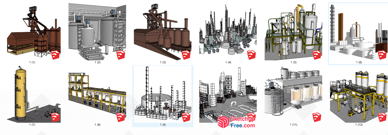 Industrial Complex With Various Equipment And Machinery 3D SketchUp File