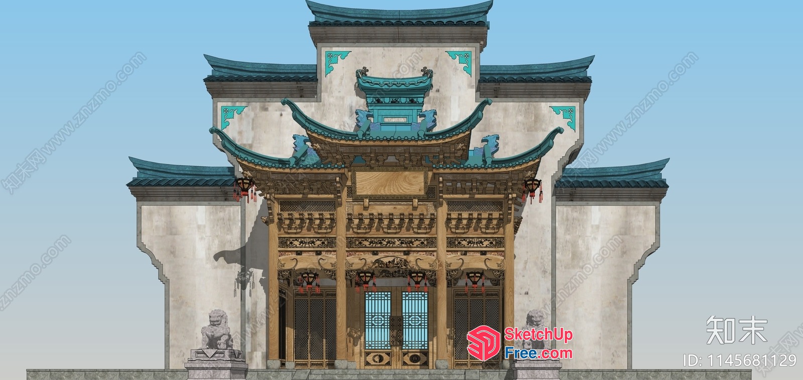 Traditional Chinese Temple Entrance 3D SketchUp File