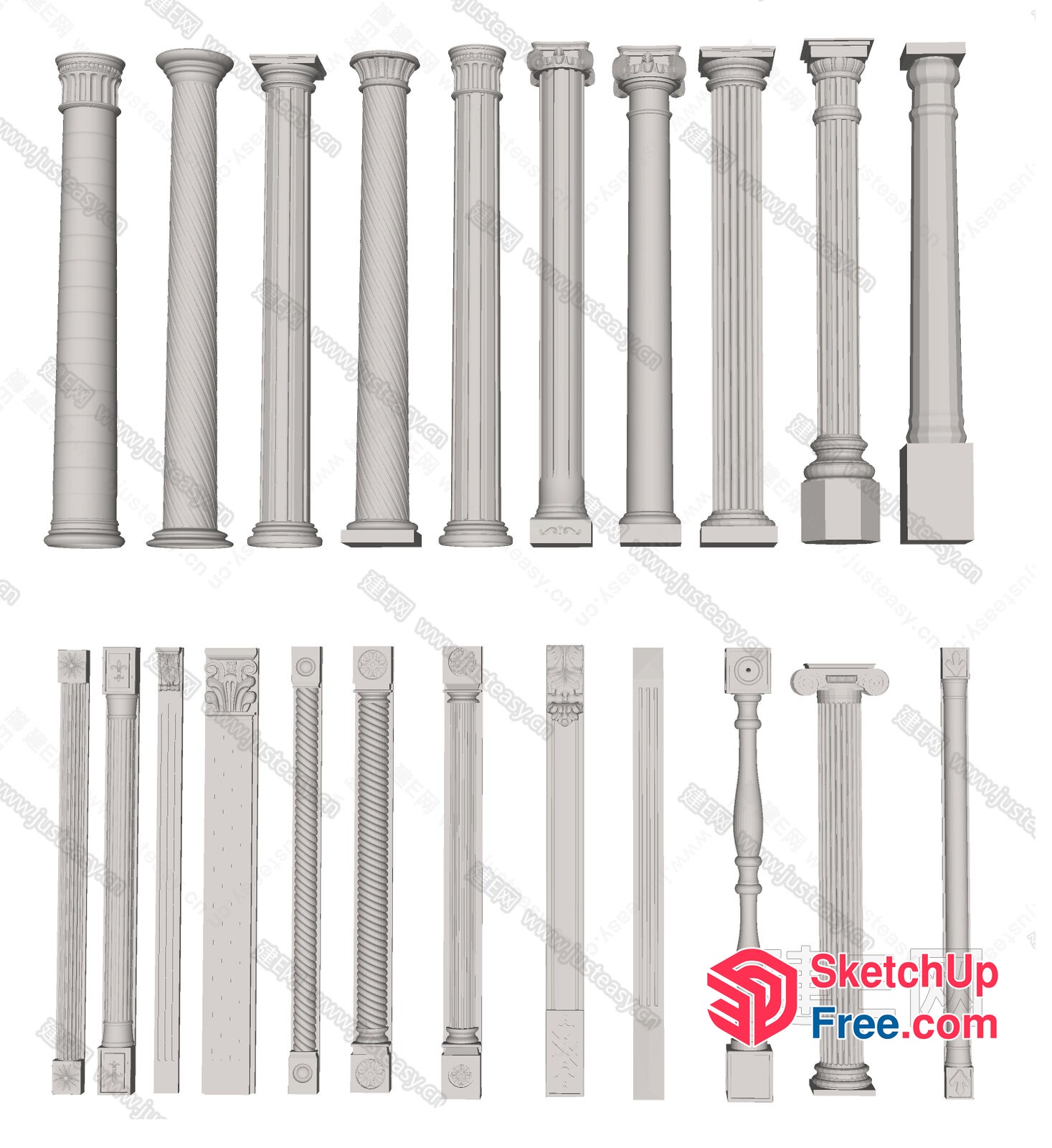 Collection Of Classical Pillars 3D SketchUp File