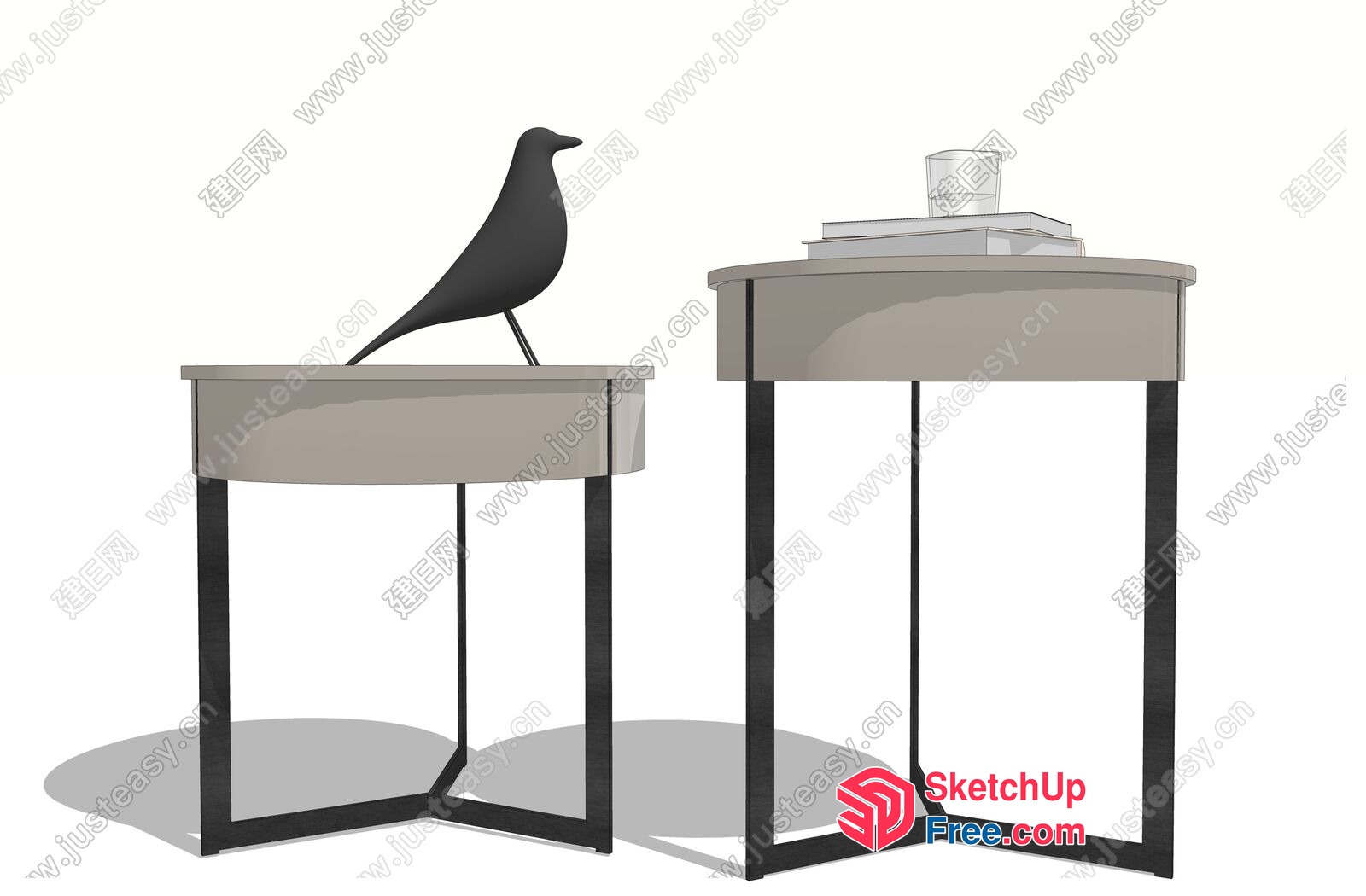 Two Tables With A Bird On One 3D SketchUp File