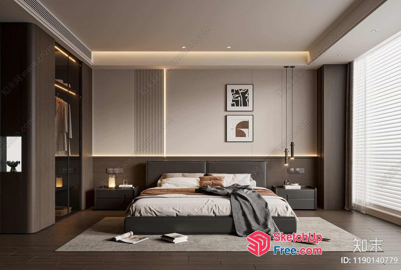 Modern Minimalist Bedroom With Sleek Bed And Neutral Decor 3D SketchUp File