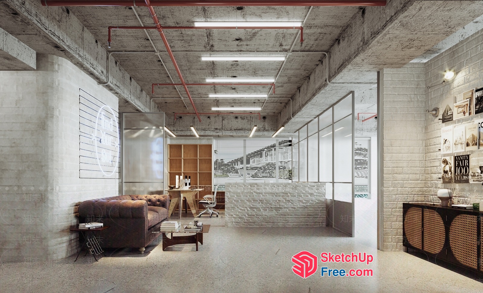 Industrial Chic Office Space 3D SketchUp File