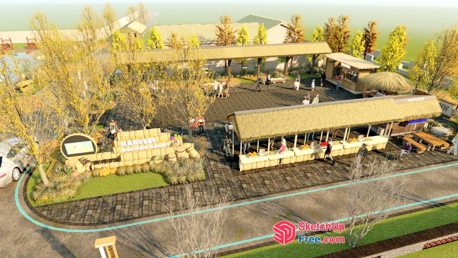 Aesthetic Outdoor Market 3D SketchUp File