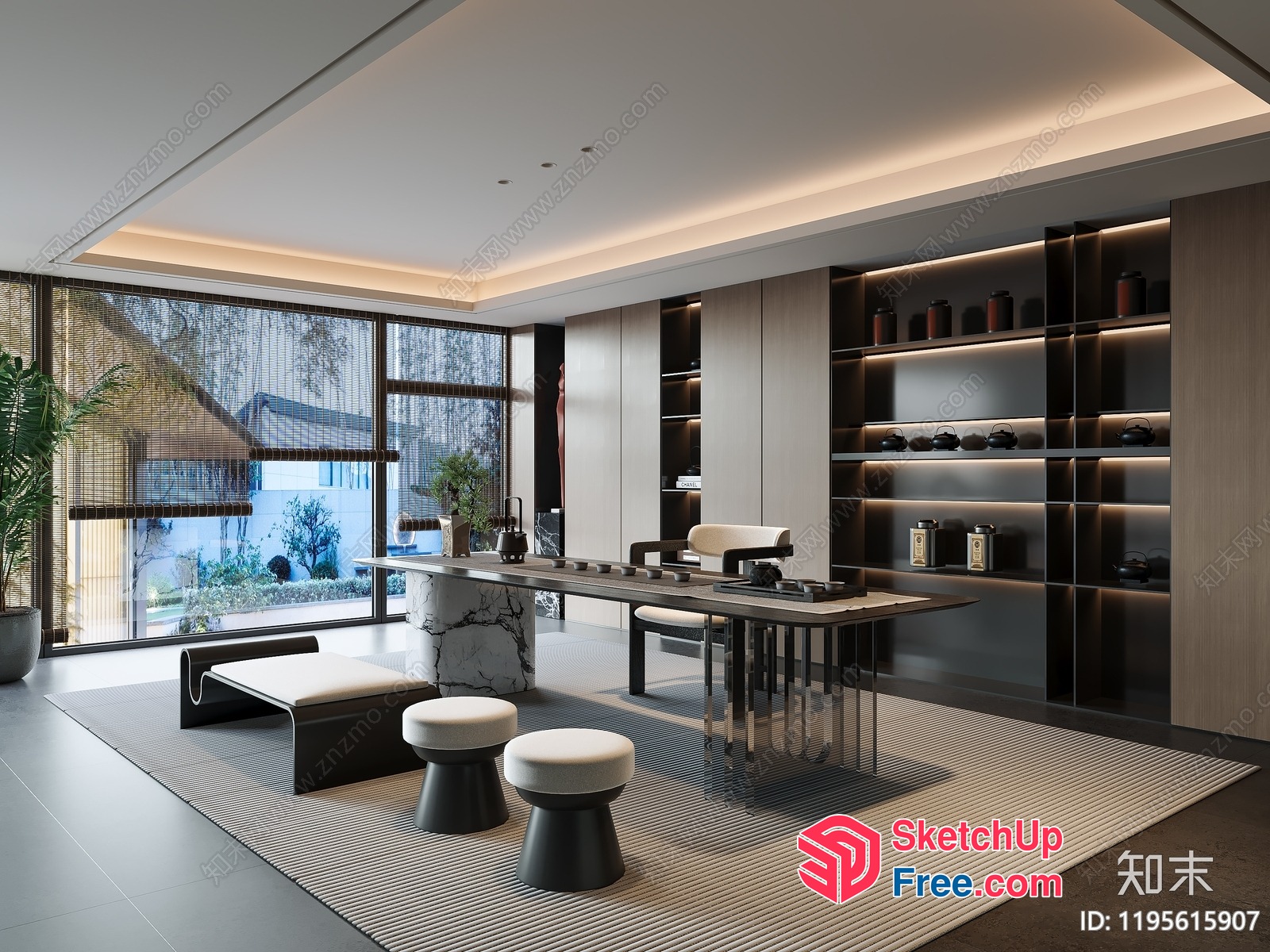 Modern Japanese-Inspired Office Space 3D SketchUp File