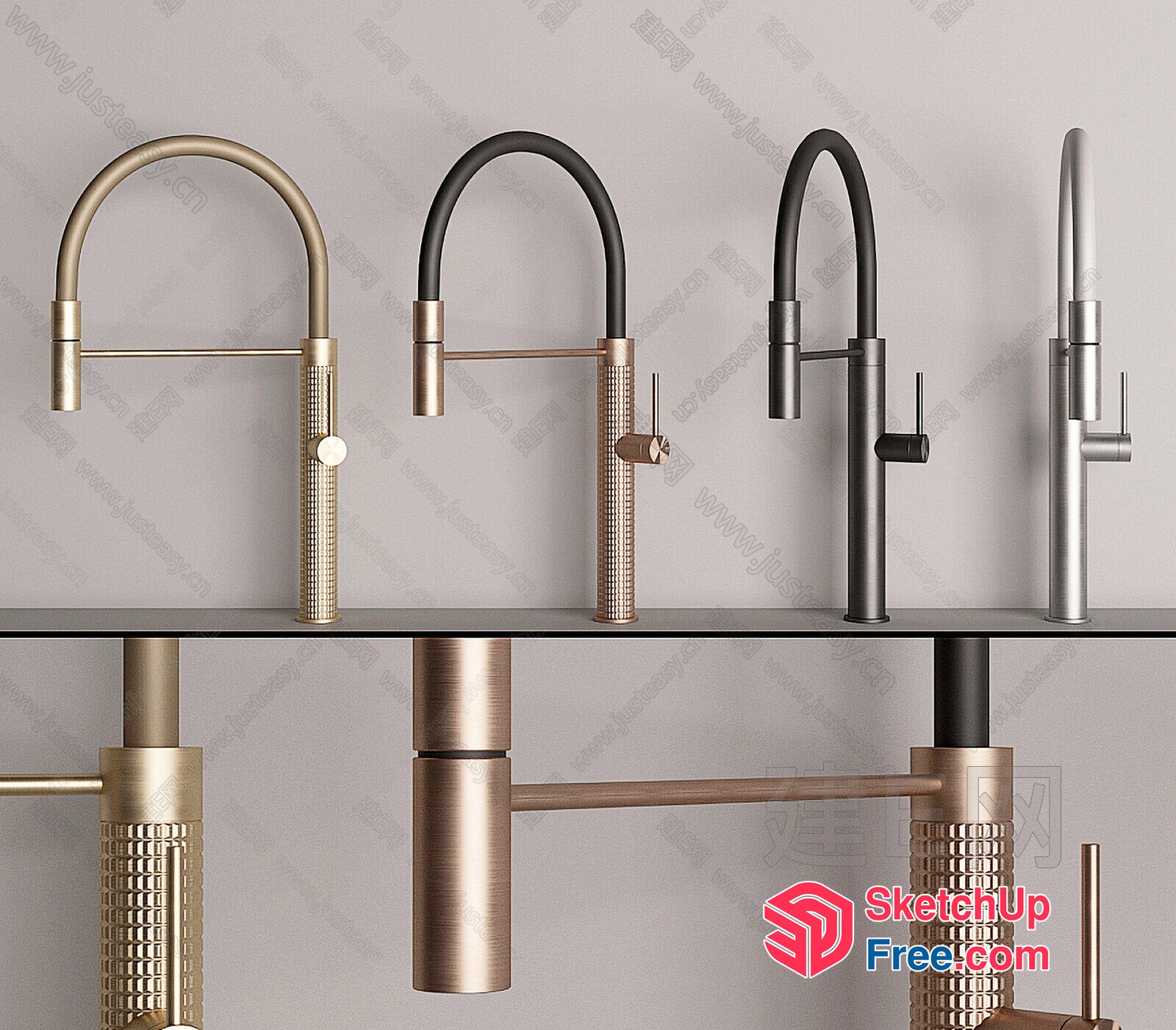 Modern Kitchen Faucets With Various Styles And Finishes 3D SketchUp File