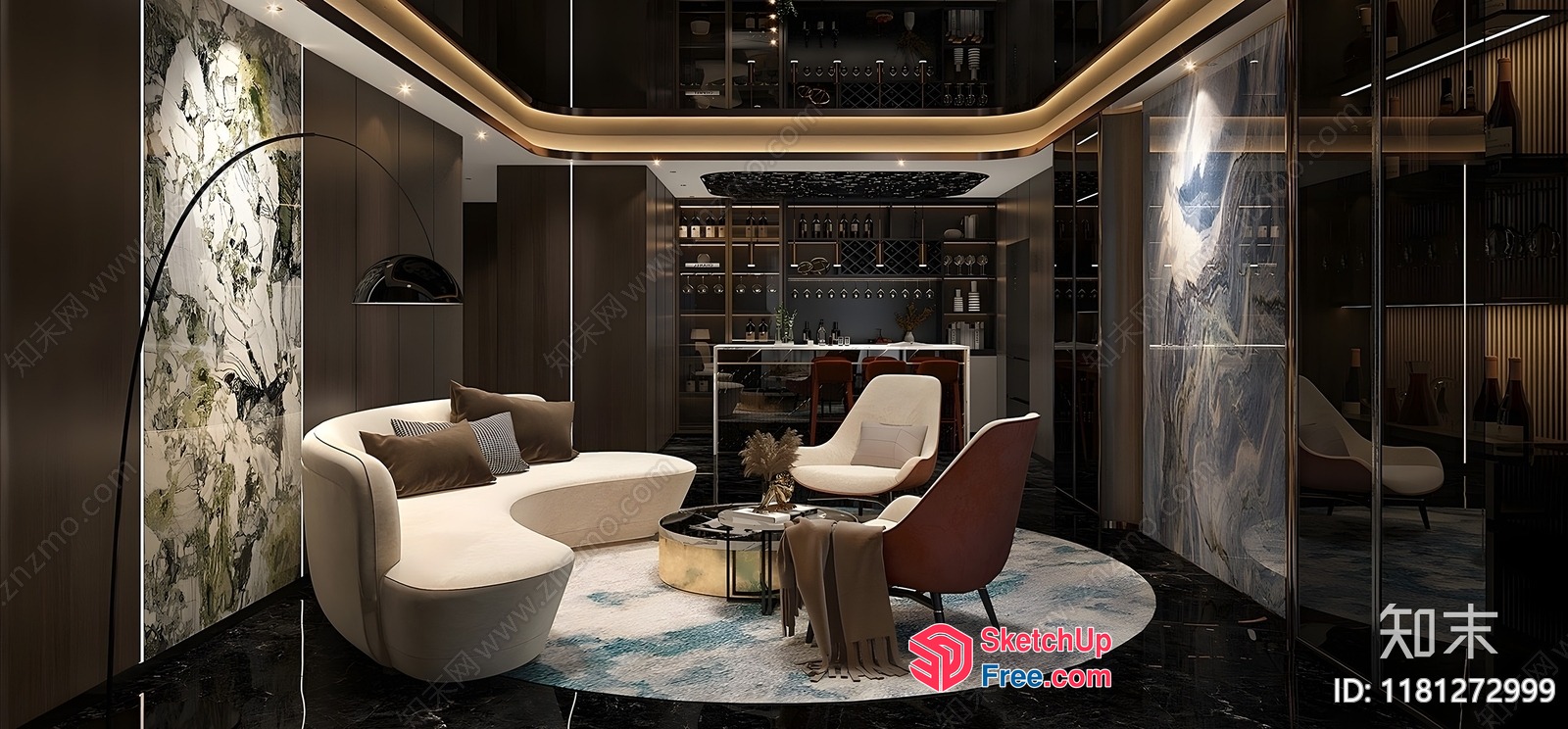 Luxurious Modern Living Room Interior Design 3D SketchUp File