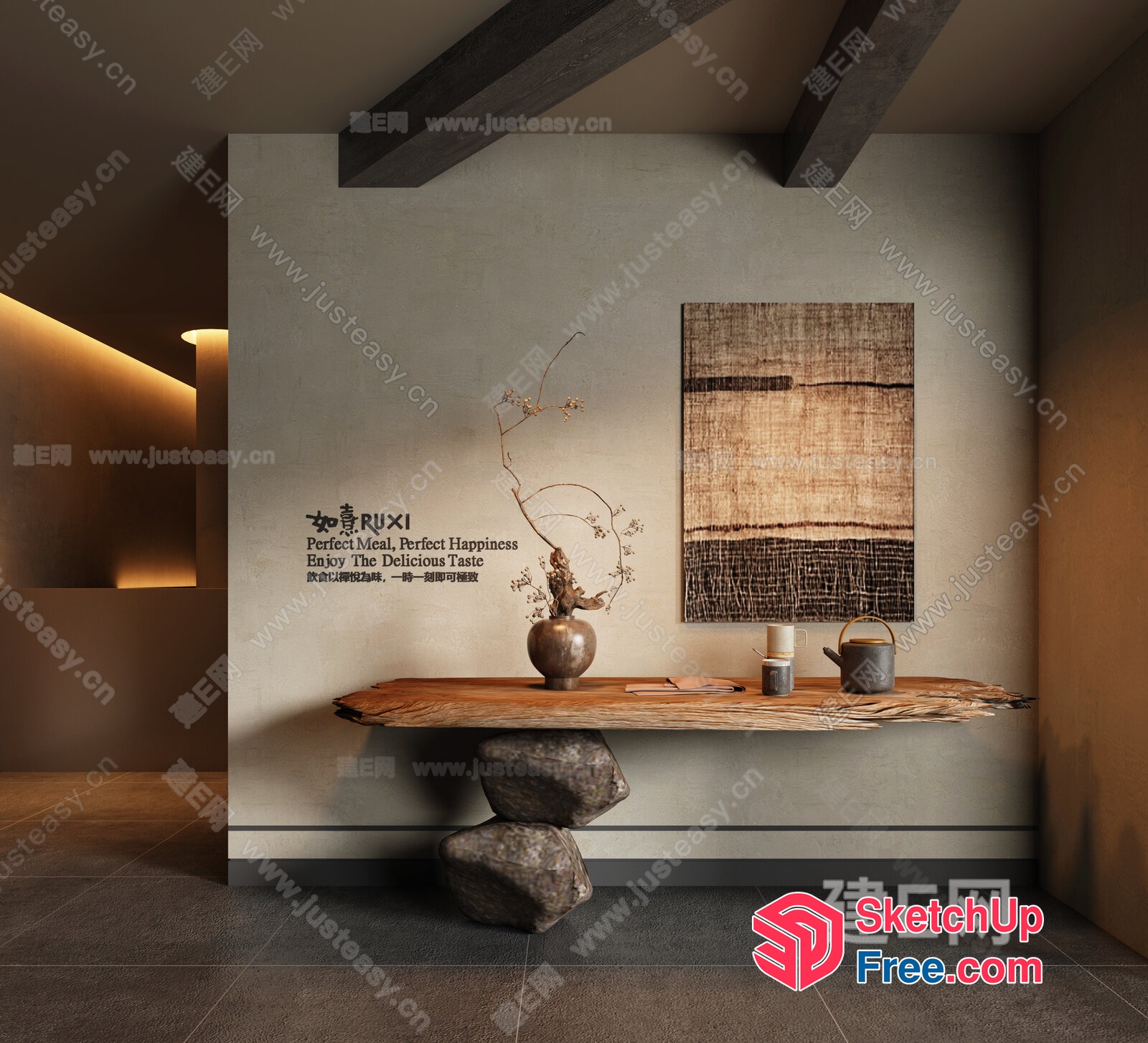 Wabi-Sabi Inspired Interior Design 3D SketchUp File