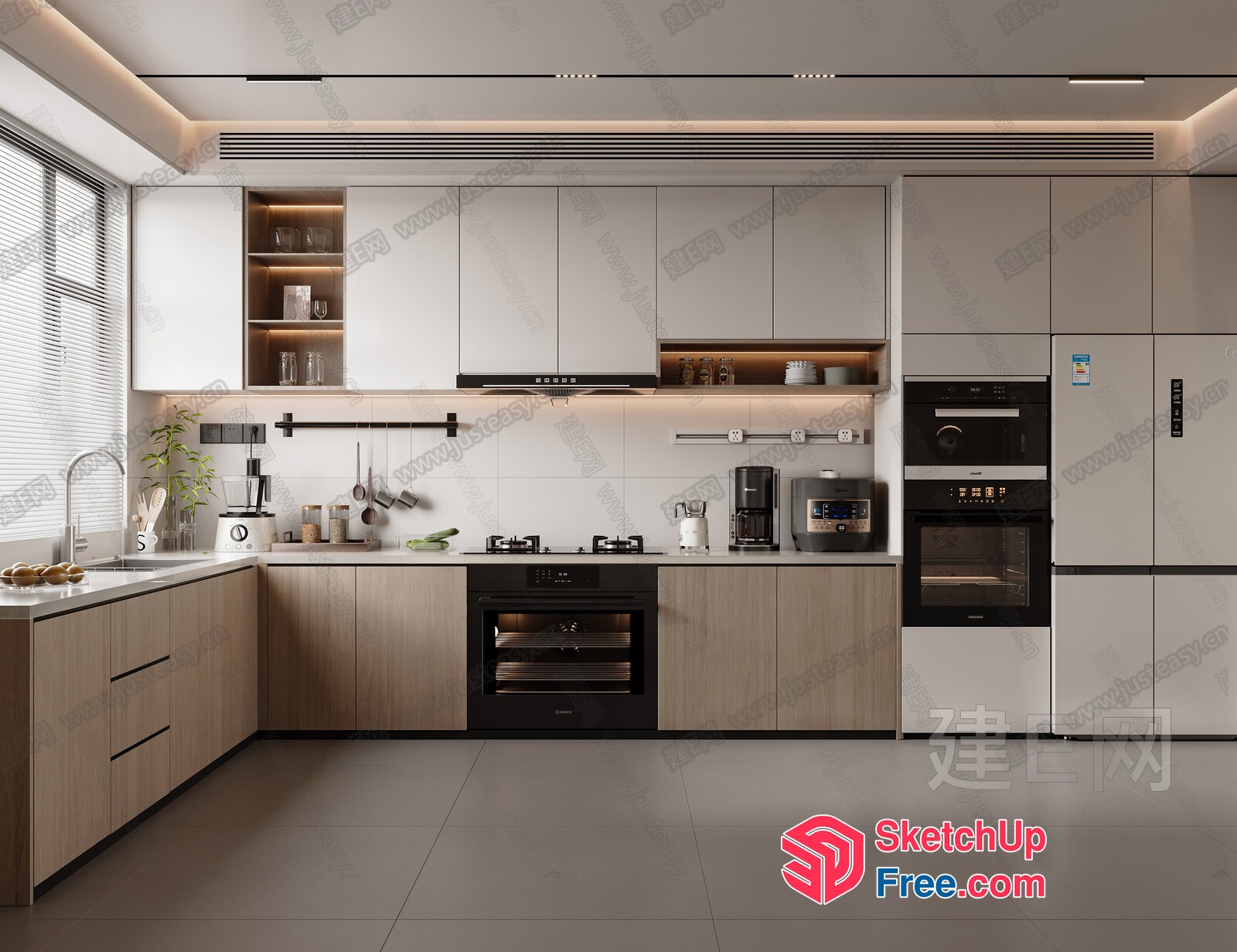 Modern Kitchen With Sleek Appliances And Neutral Tones 3D SketchUp File