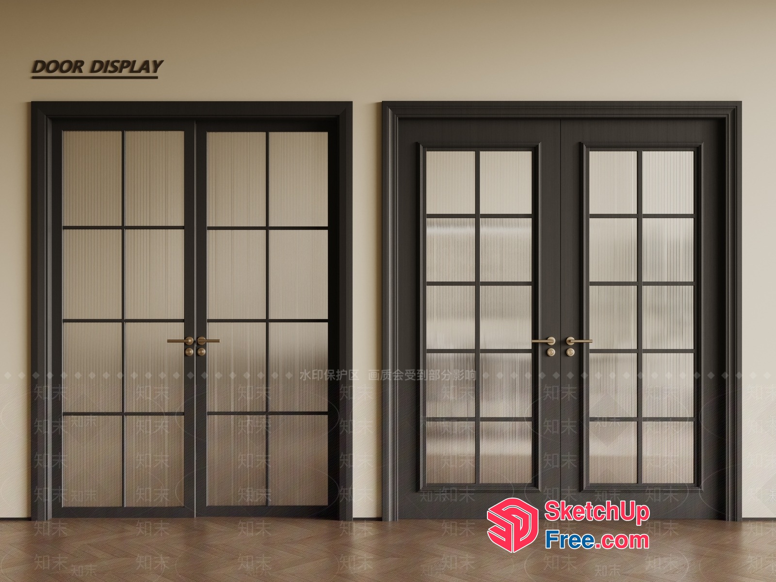 Two Glass Doors In A Room 3D SketchUp File
