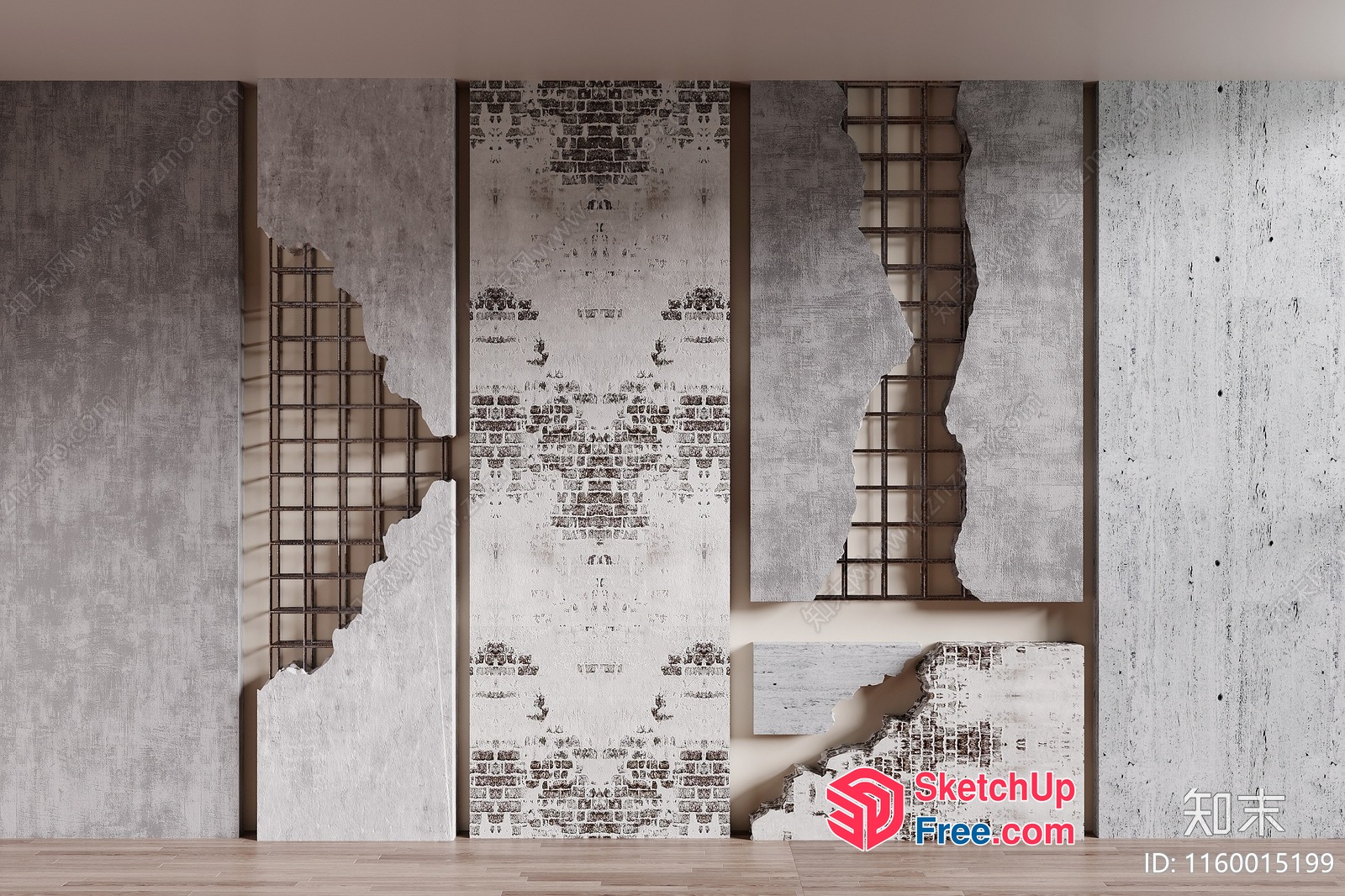 Distressed Wall Artwork With Metal Accents 3D SketchUp File
