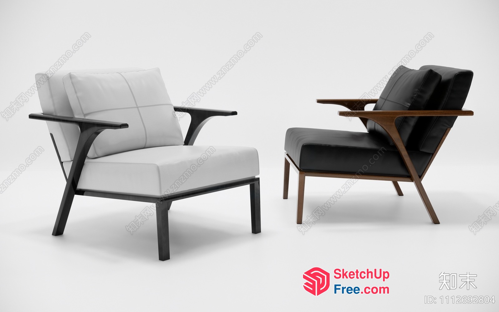 Modern Minimalist Furniture Set With Sleek Armrests 3D SketchUp File