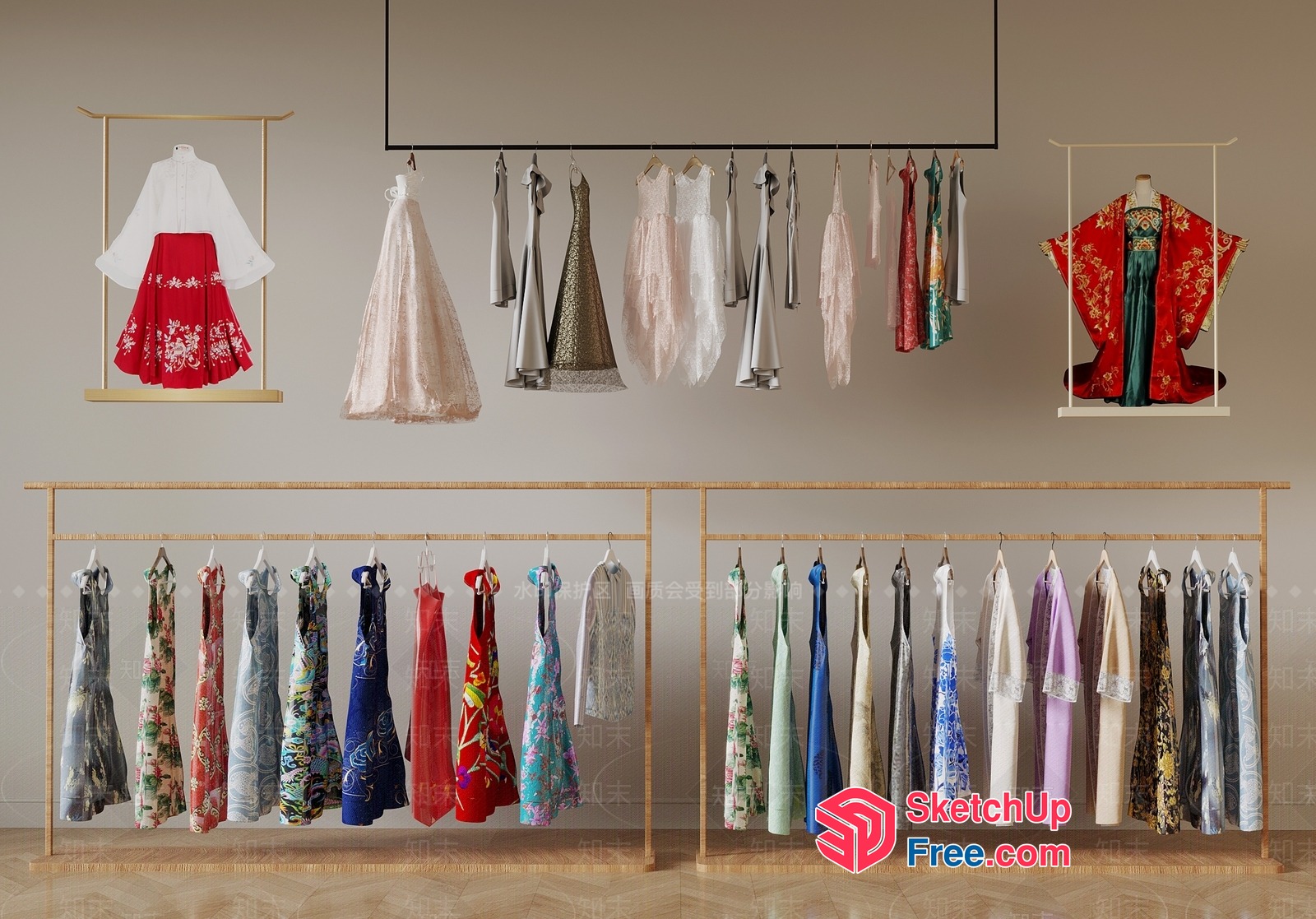 Elegant Traditional Asian Clothing Collection 3D SketchUp File