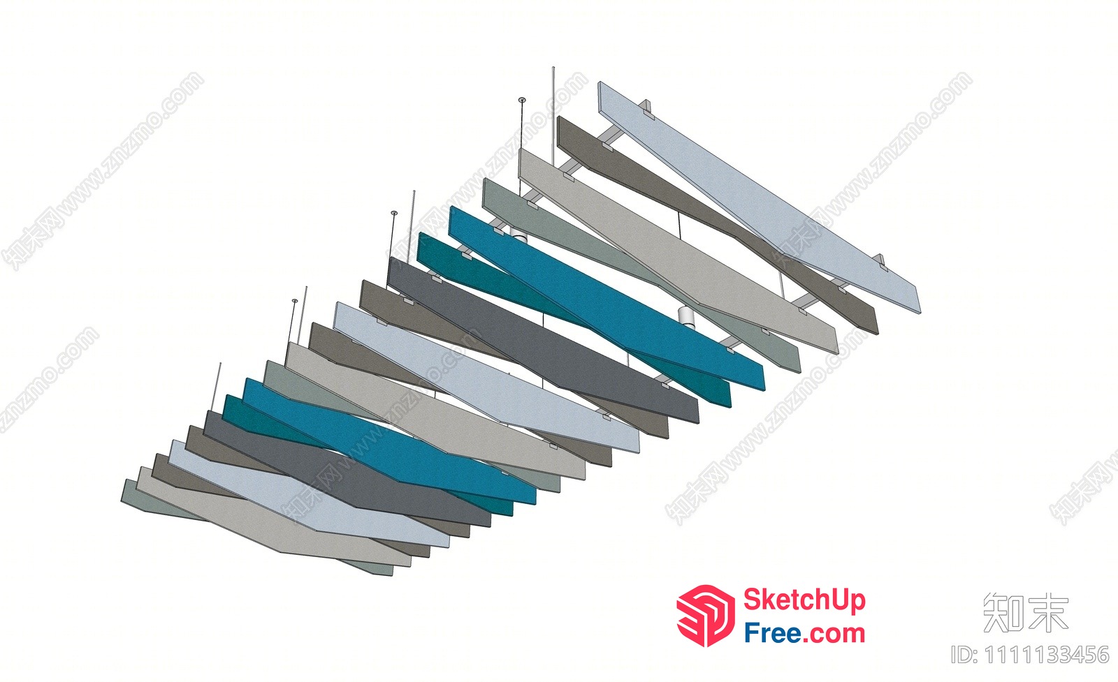 Colorful, Curved, Rectangular, Modern Light Fixture 3D SketchUp File