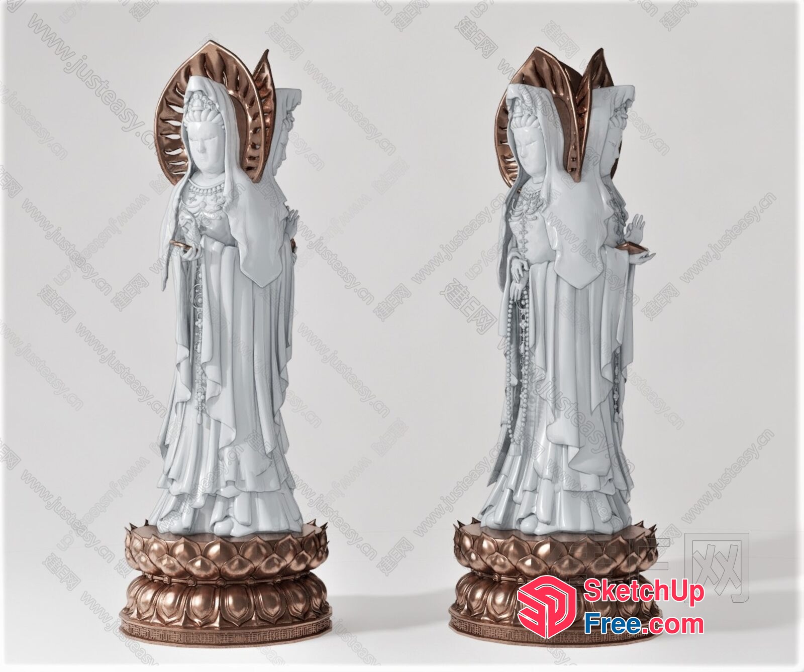 A Statue Of A Woman In A Long Robe With A Halo 3D SketchUp File