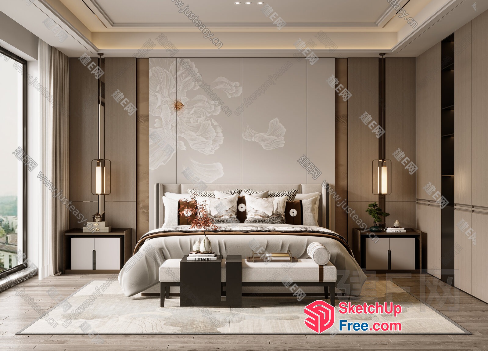 Modern Elegant Bedroom Interior Design 3D SketchUp File