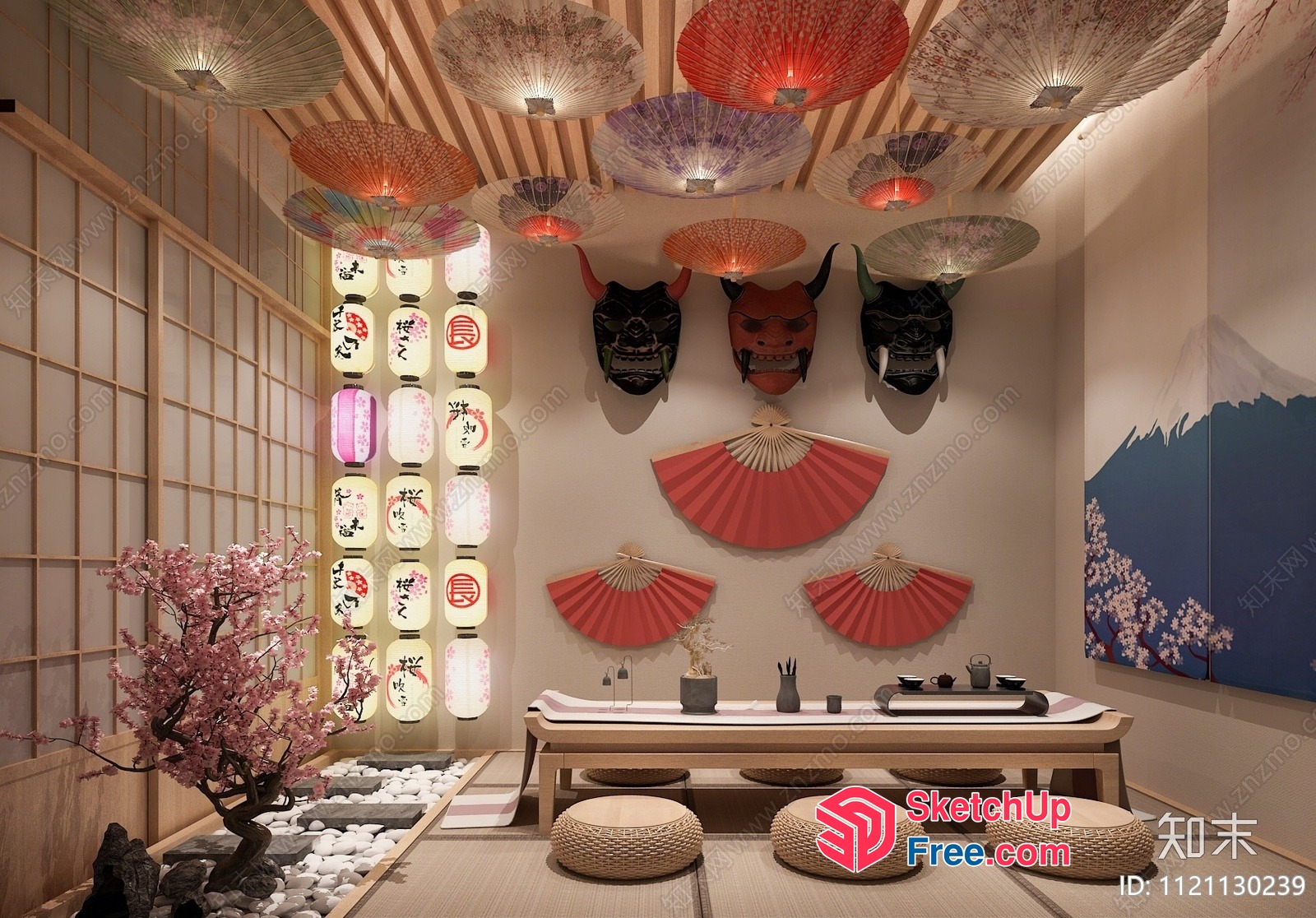 Traditional Japanese Interior Design Elements 3D SketchUp File