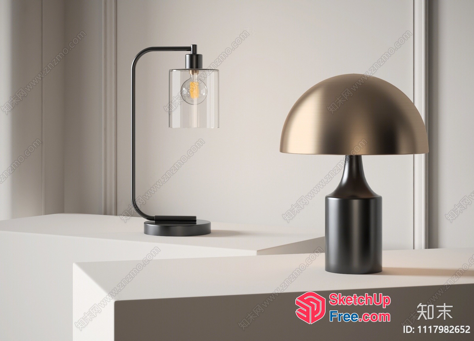 Table Lamps And A Side Table 3D SketchUp File