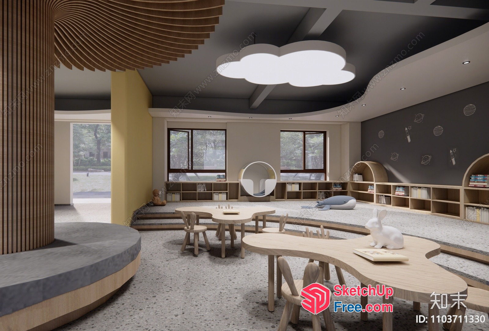 Modern Minimalist Study Room Interior Design 3D SketchUp File