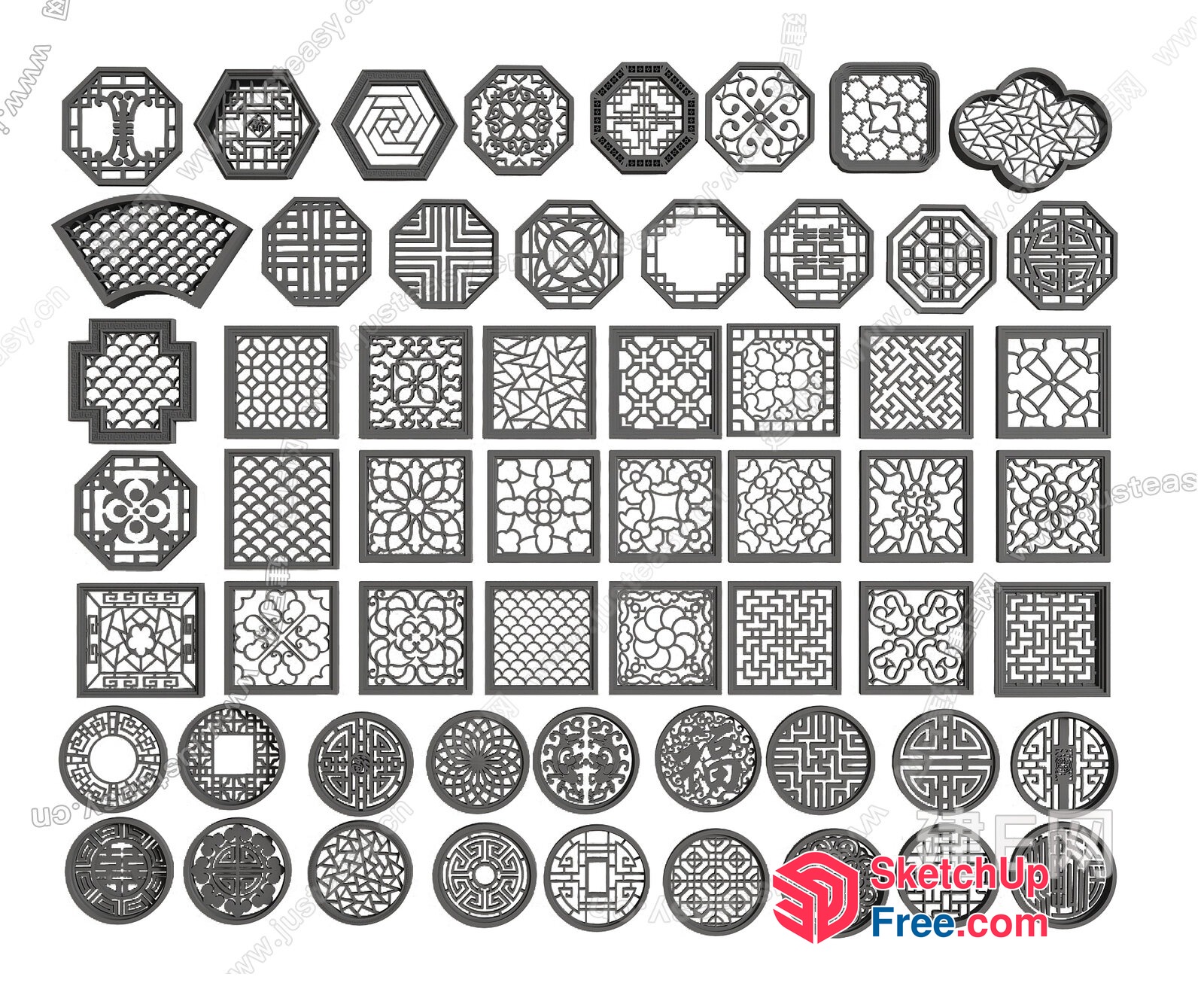 Intricate Geometric Patterns Collection 3D SketchUp File
