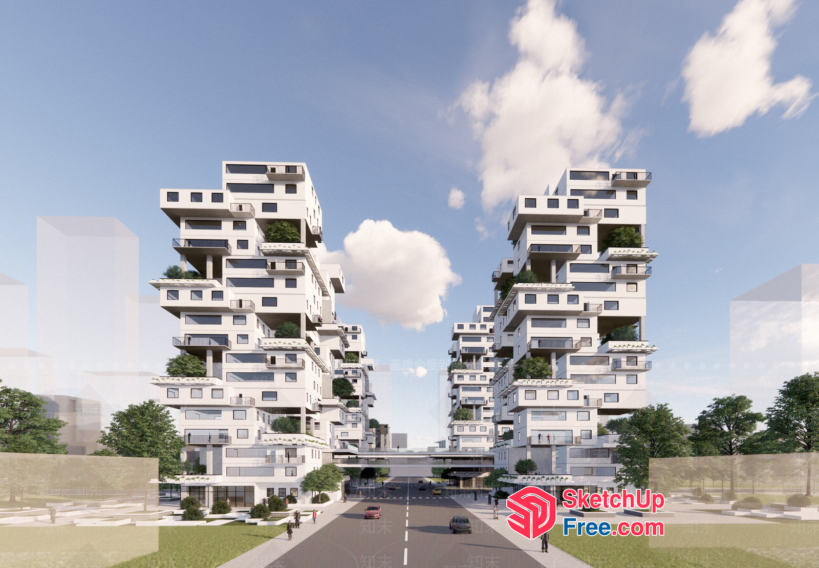 Modern High-Rise Residential Buildings 3D SketchUp File