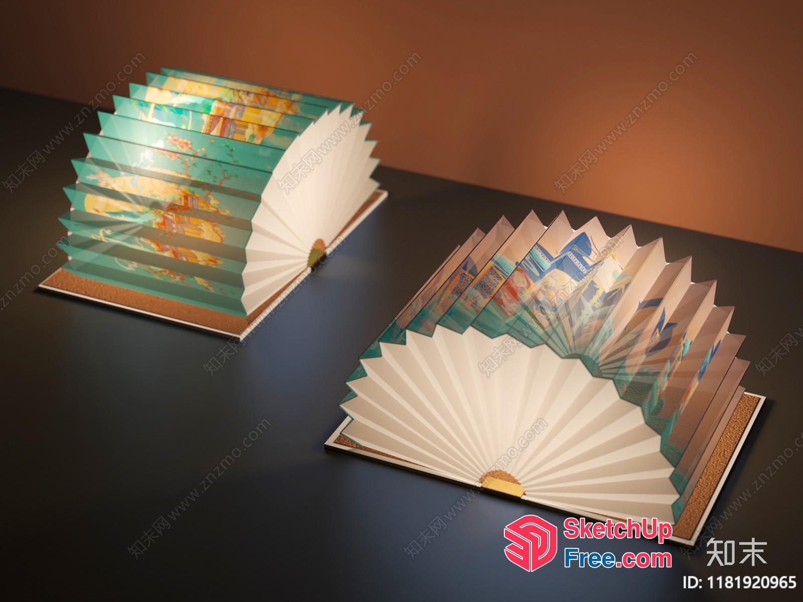 Decorative Folding Fans In A Modern Interior Setting 3D SketchUp File