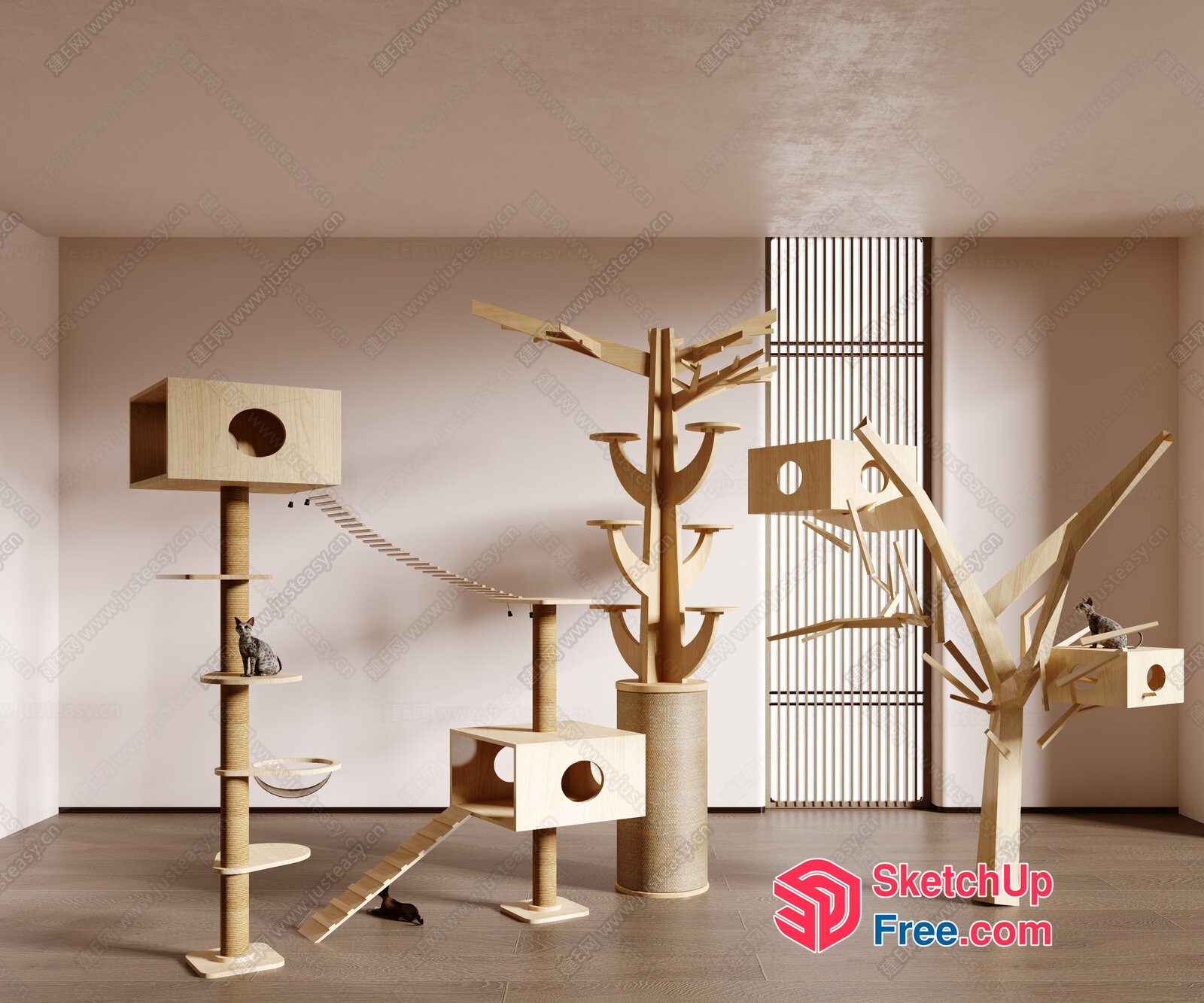 Modern Minimalist Cat Tree Furniture 3D SketchUp File