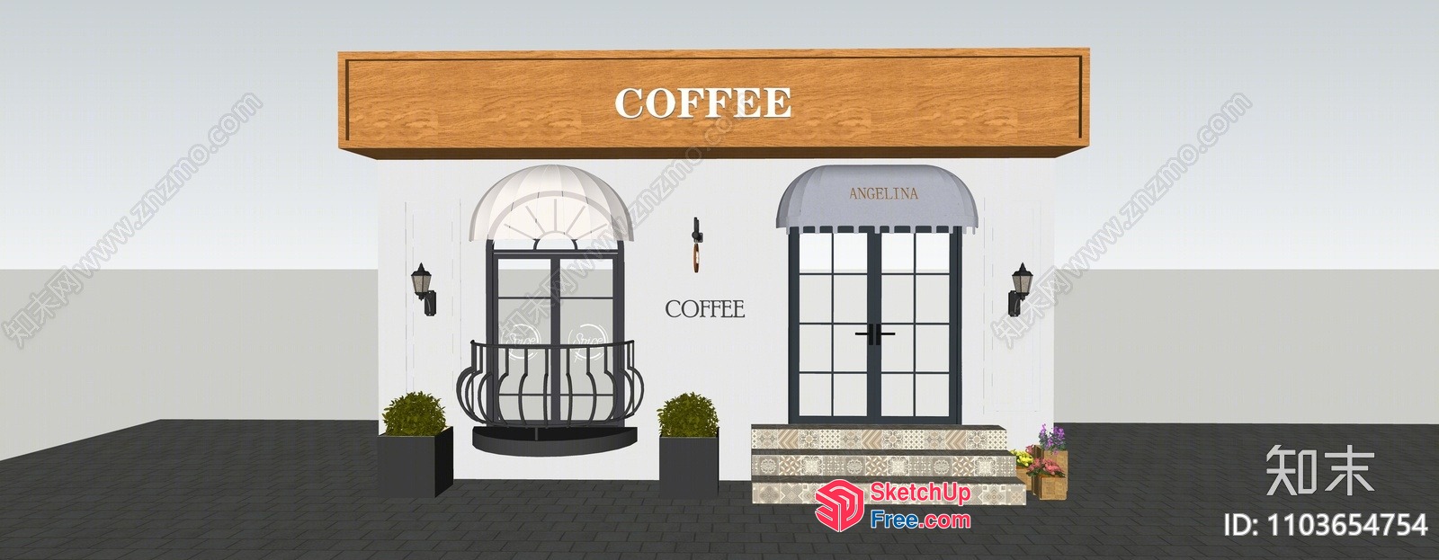 Coffee Shop Exterior 3D SketchUp File