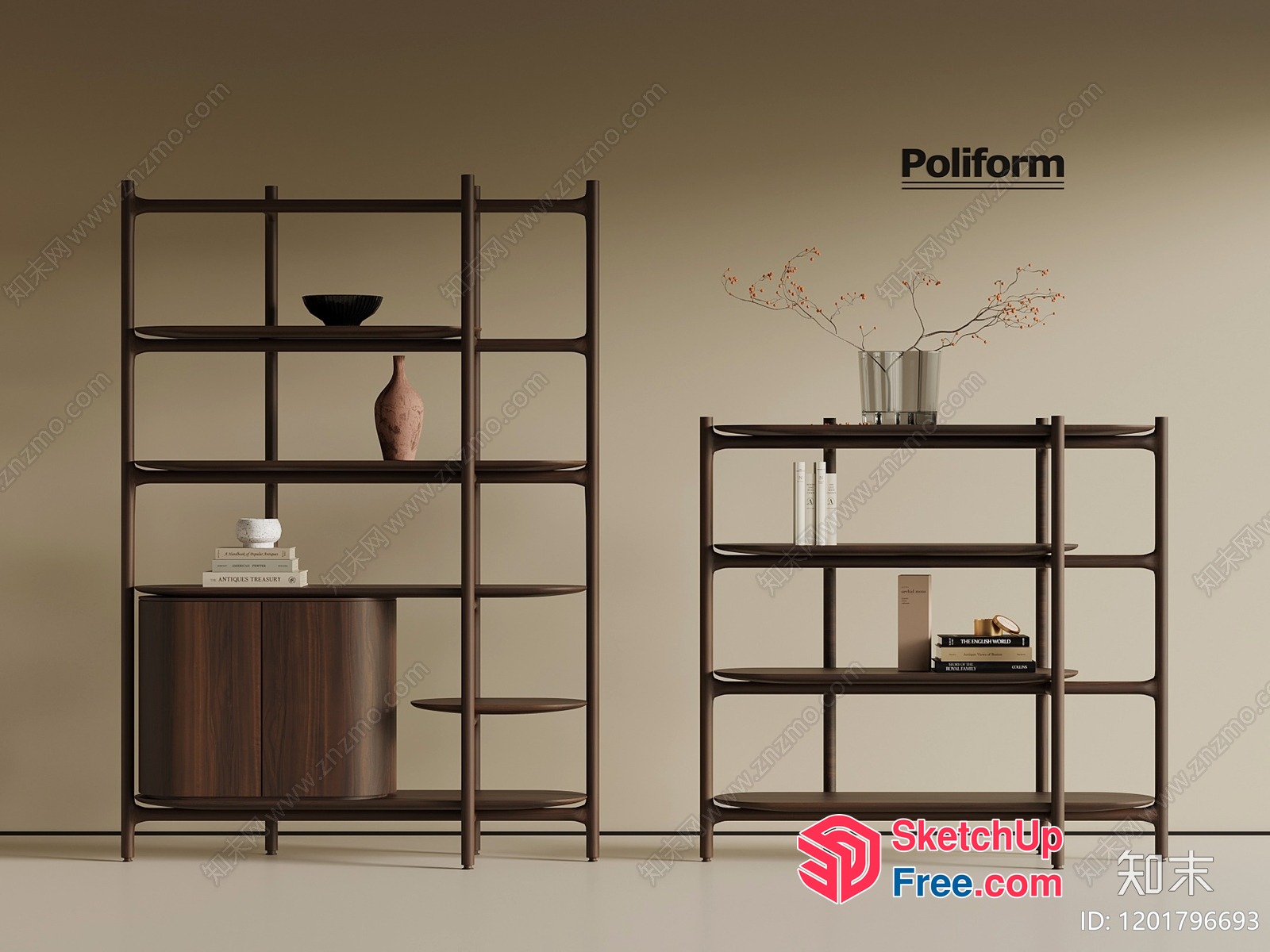 Modern Shelving Units With Decorative Elements 3D SketchUp File