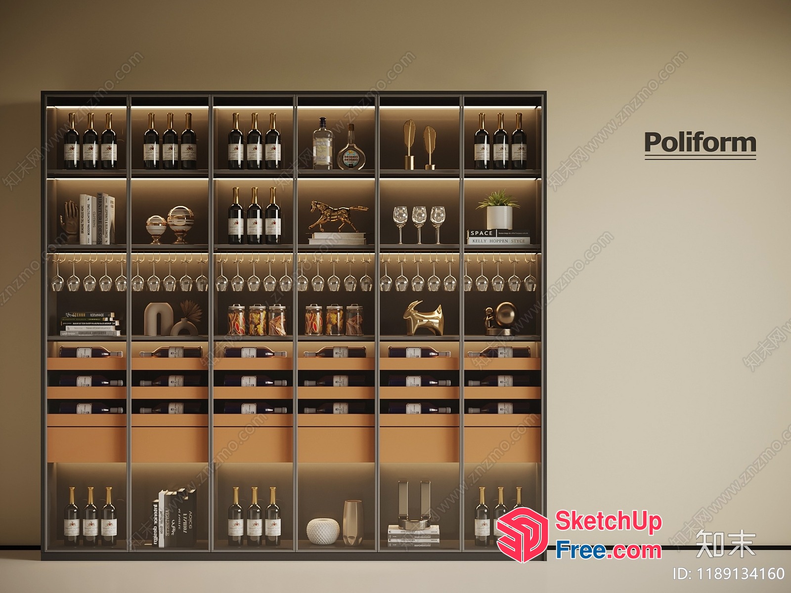 Poliform Modern Wine Cabinet 3D SketchUp File