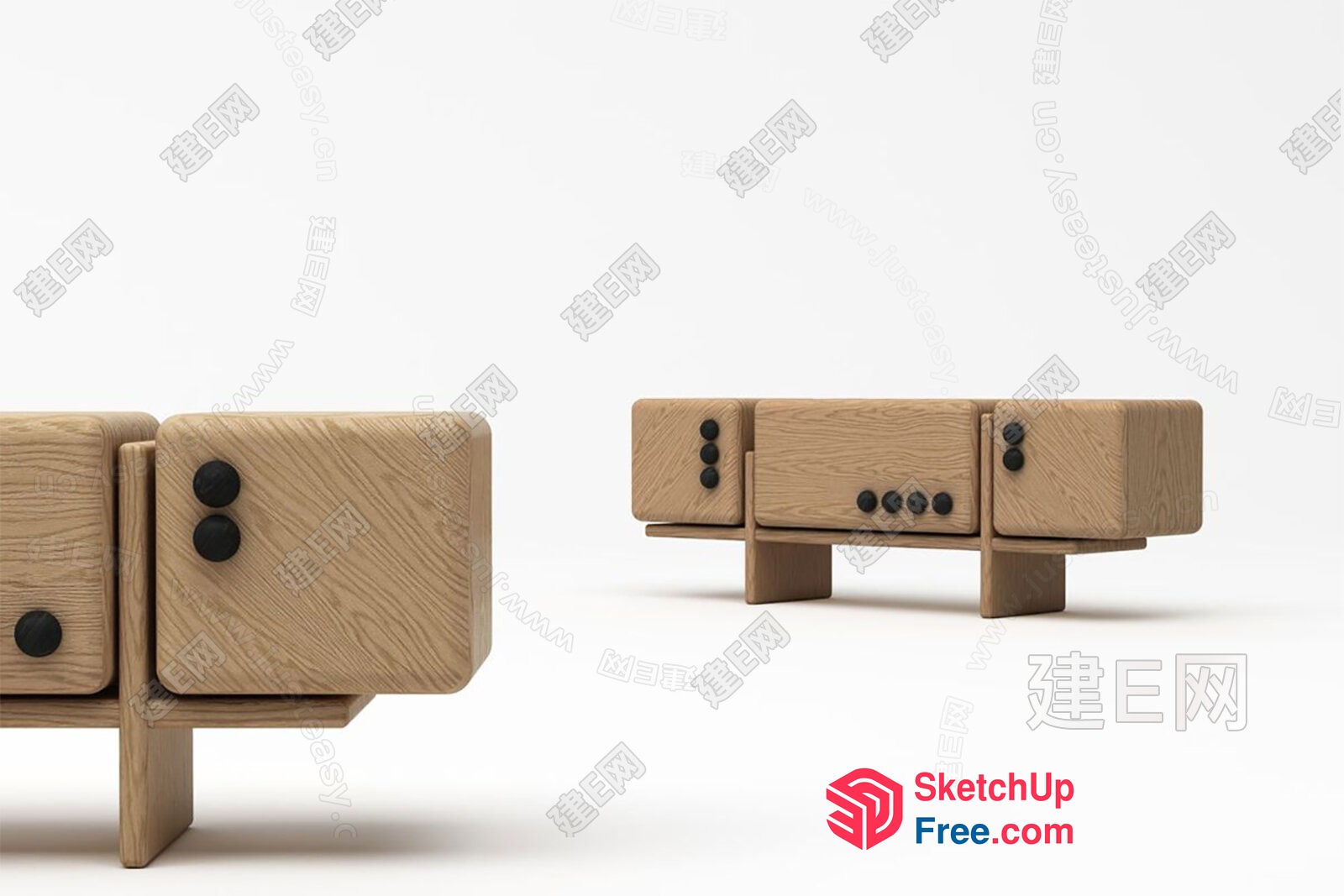 Wooden Furniture With Black Accents 3D SketchUp File