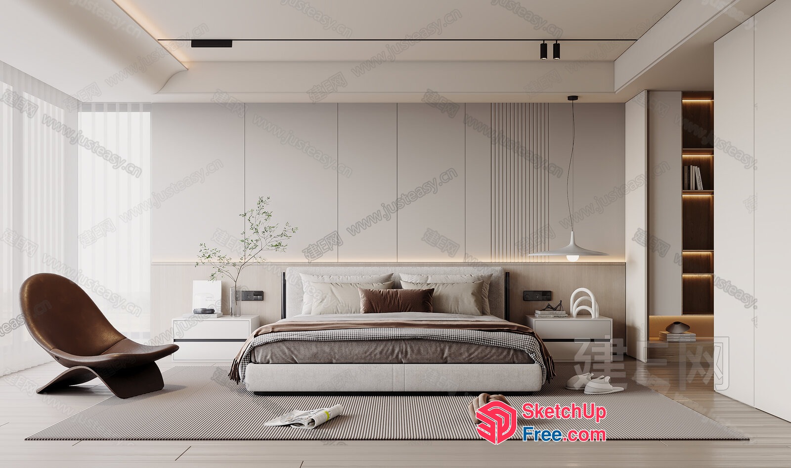 Modern Minimalist Bedroom With Sleek Furniture And Natural Light 3D SketchUp File