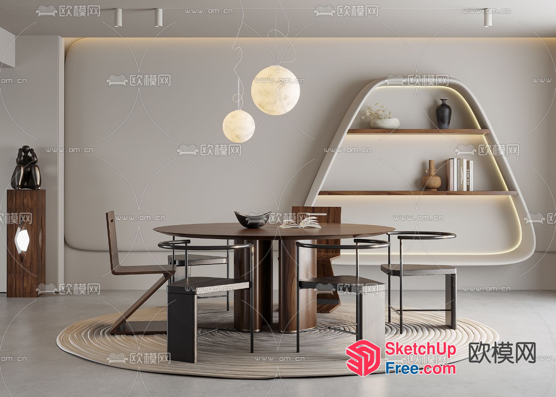 Modern Minimalist Dining Room With Sleek Furniture 3D SketchUp File