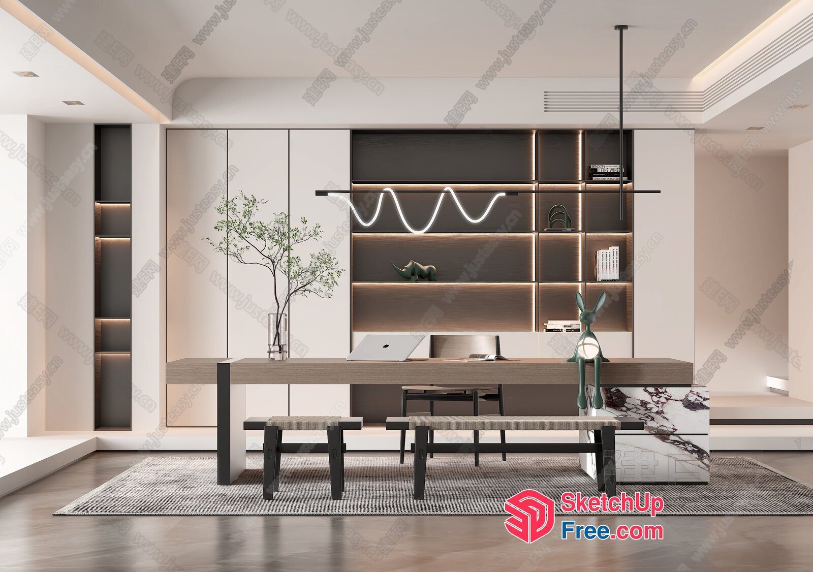 Modern Minimalist Office Interior Design 3D SketchUp File