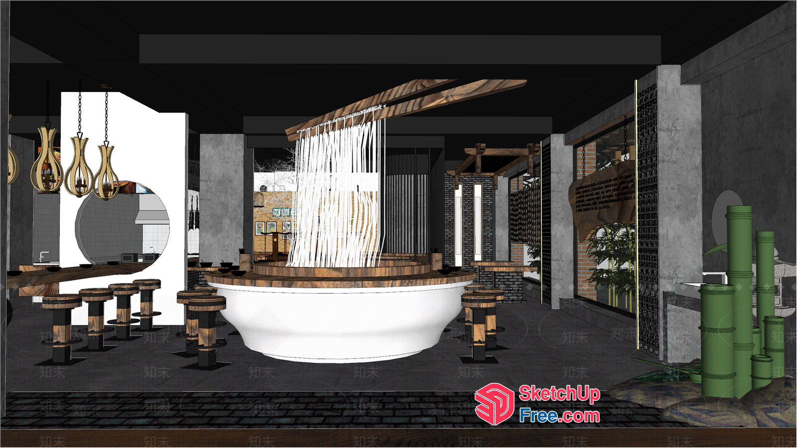 Modern Japanese Restaurant Interior Design 3D SketchUp File