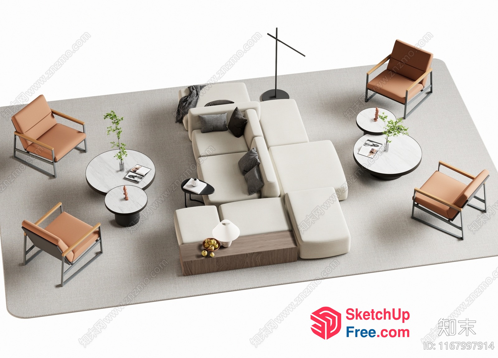 Modern Minimalist Living Room Furniture Set 3D SketchUp File
