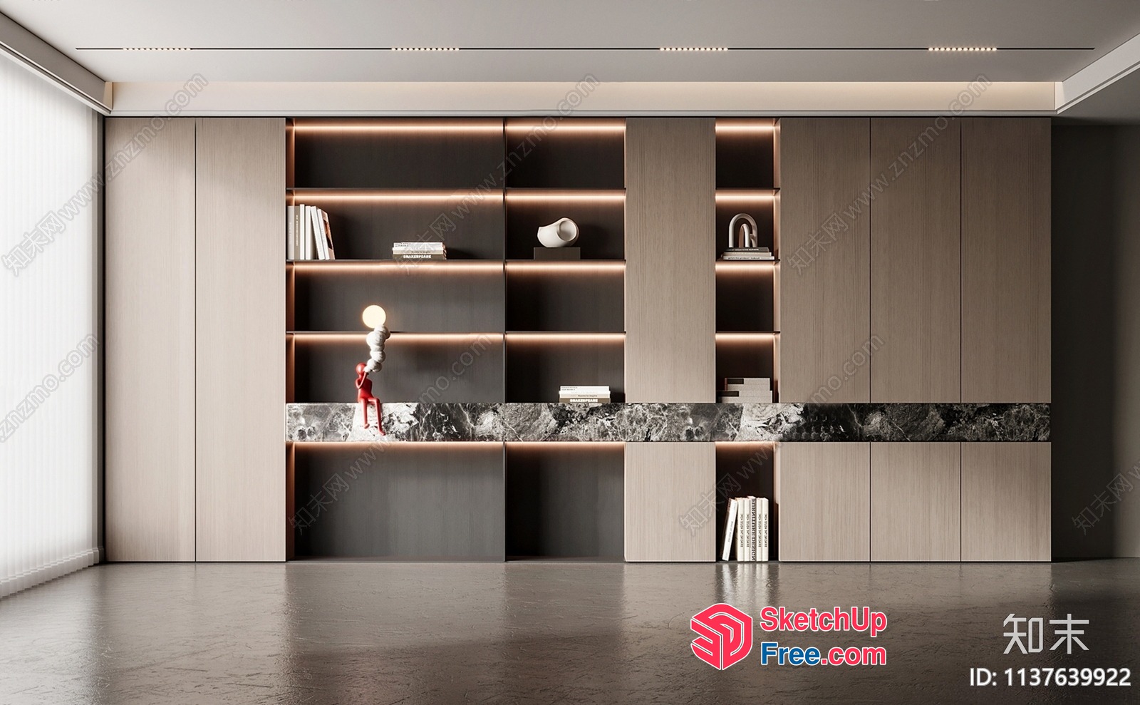 Modern Minimalist Interior With Natural Wood And Marble Accents 3D SketchUp File