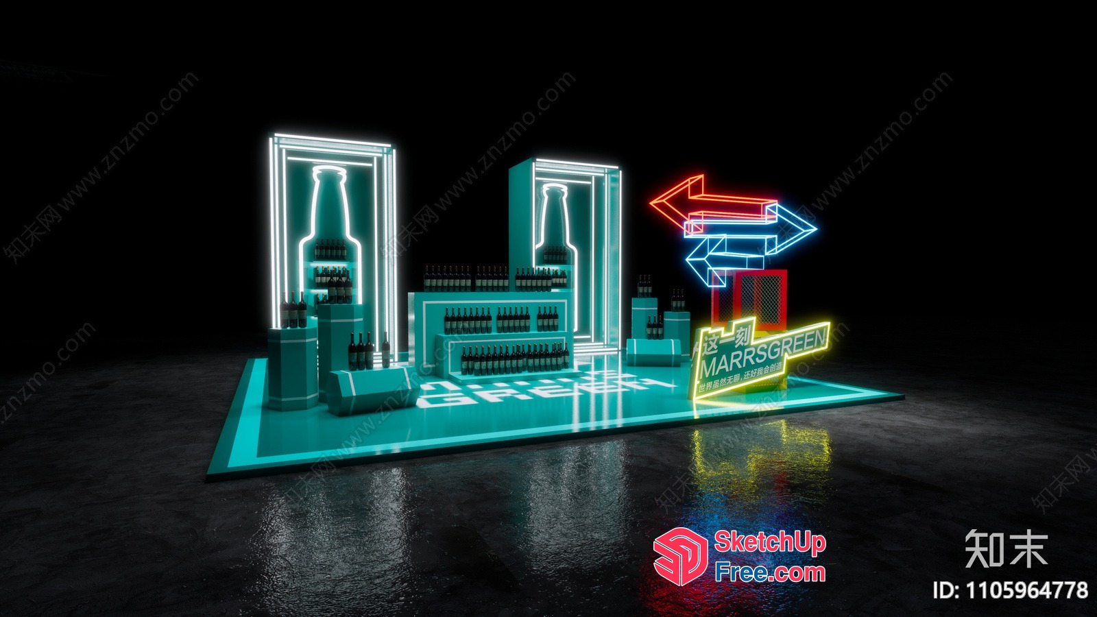 Futuristic Bar Interior With Neon Signs And Modern Decor 3D SketchUp File