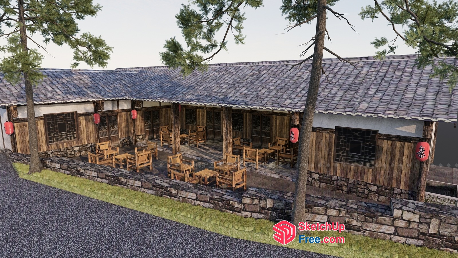 Traditional Japanese Homestay Exterior 3D SketchUp File