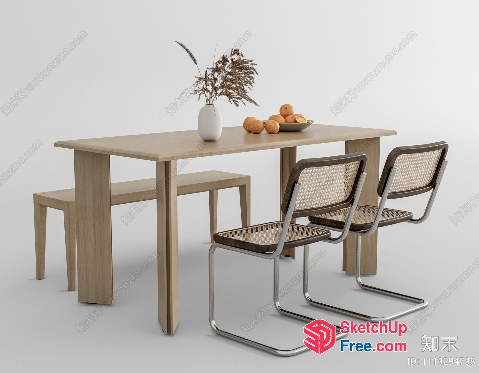 Elegant Dining Room Table And Chairs Set 3D SketchUp File