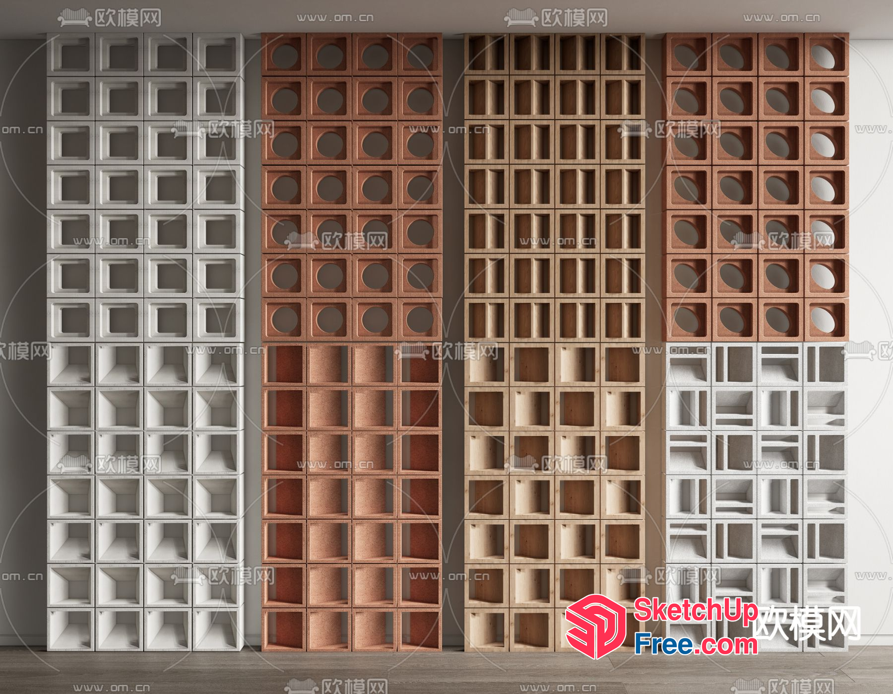 Modern Wall Shelving Unit 3D SketchUp File