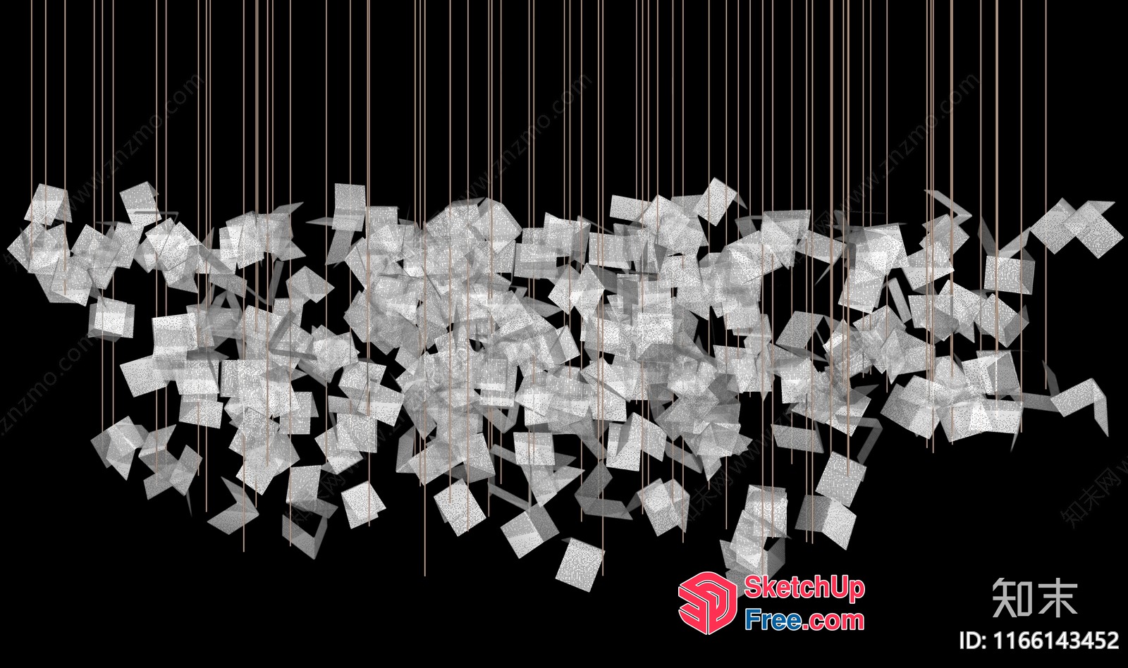 Modern White Paper Hanging Ceiling Light Fixture 3D SketchUp File