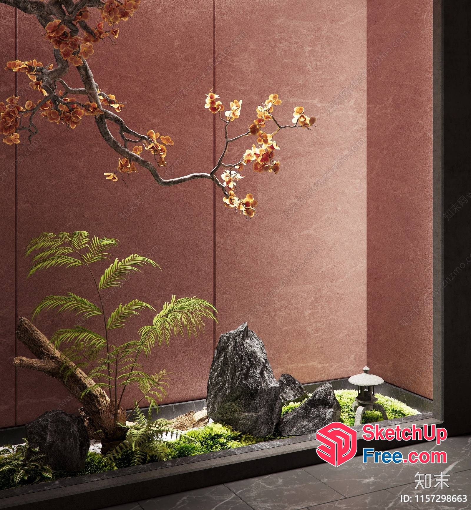 Japanese-Inspired Zen Garden With Natural Elements 3D SketchUp File