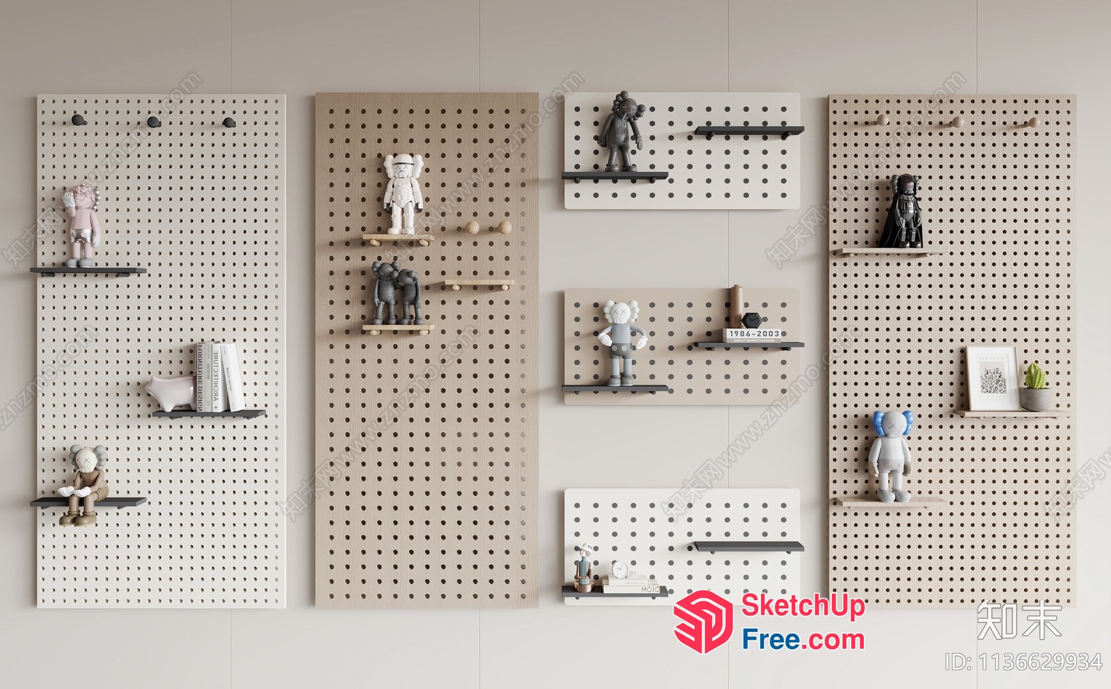 Decorative Shelf With Small Toys And Plants 3D SketchUp File
