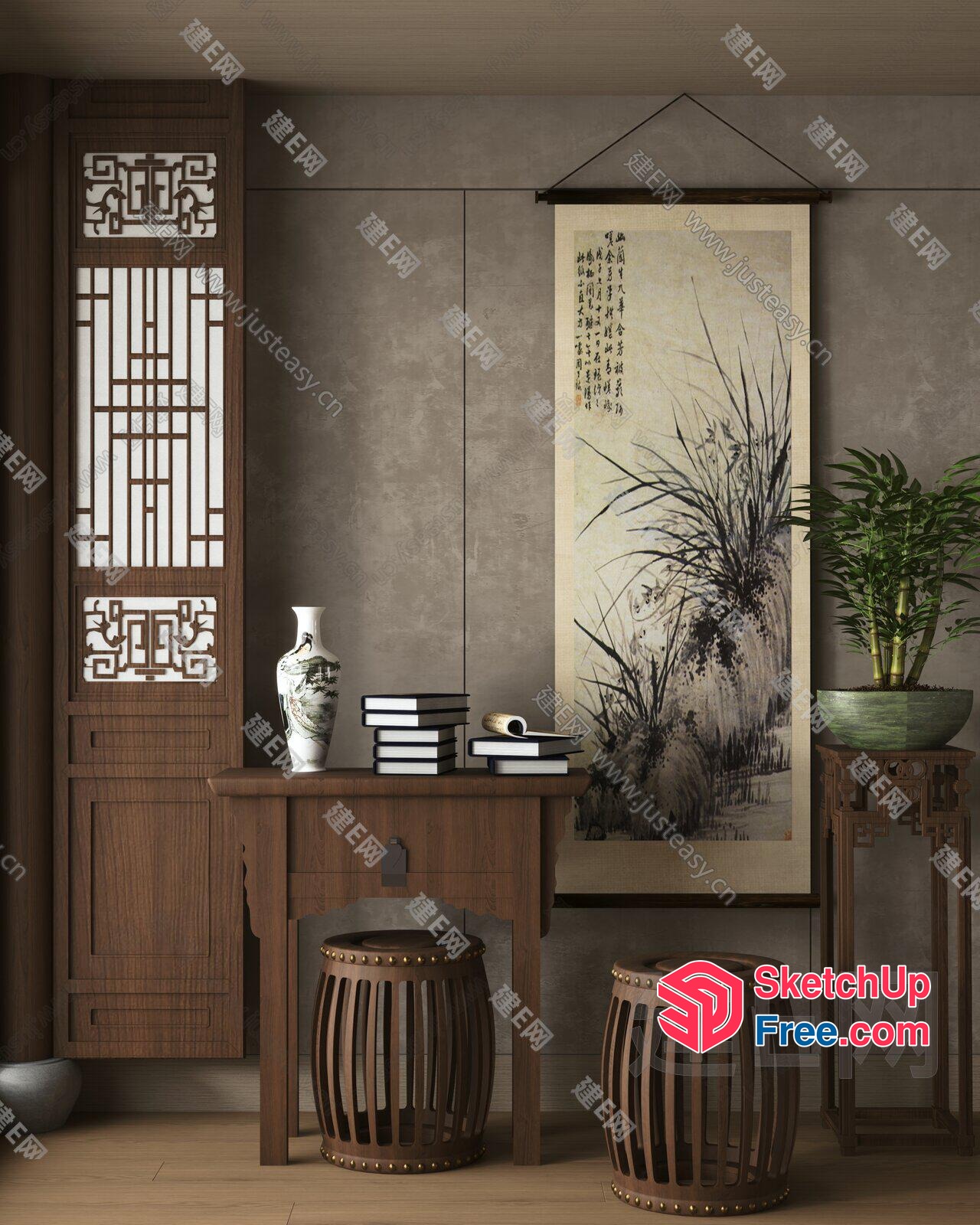 Traditional Asian-Inspired Home Decor 3D SketchUp File