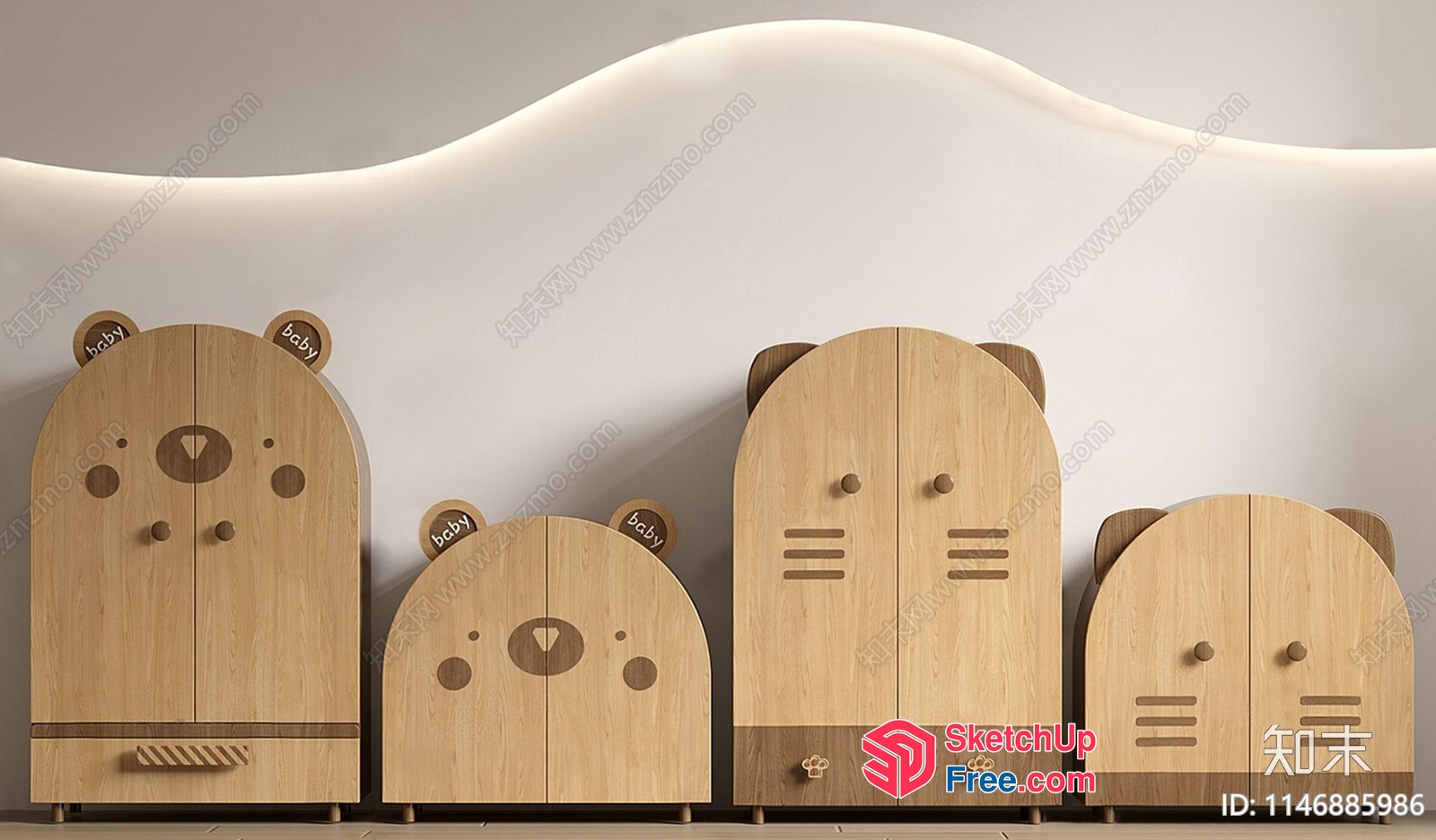 Wood Animal Decorated Furniture 3D SketchUp File