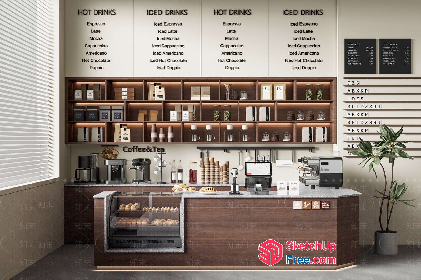 Modern Coffee Shop Interior 3D SketchUp File