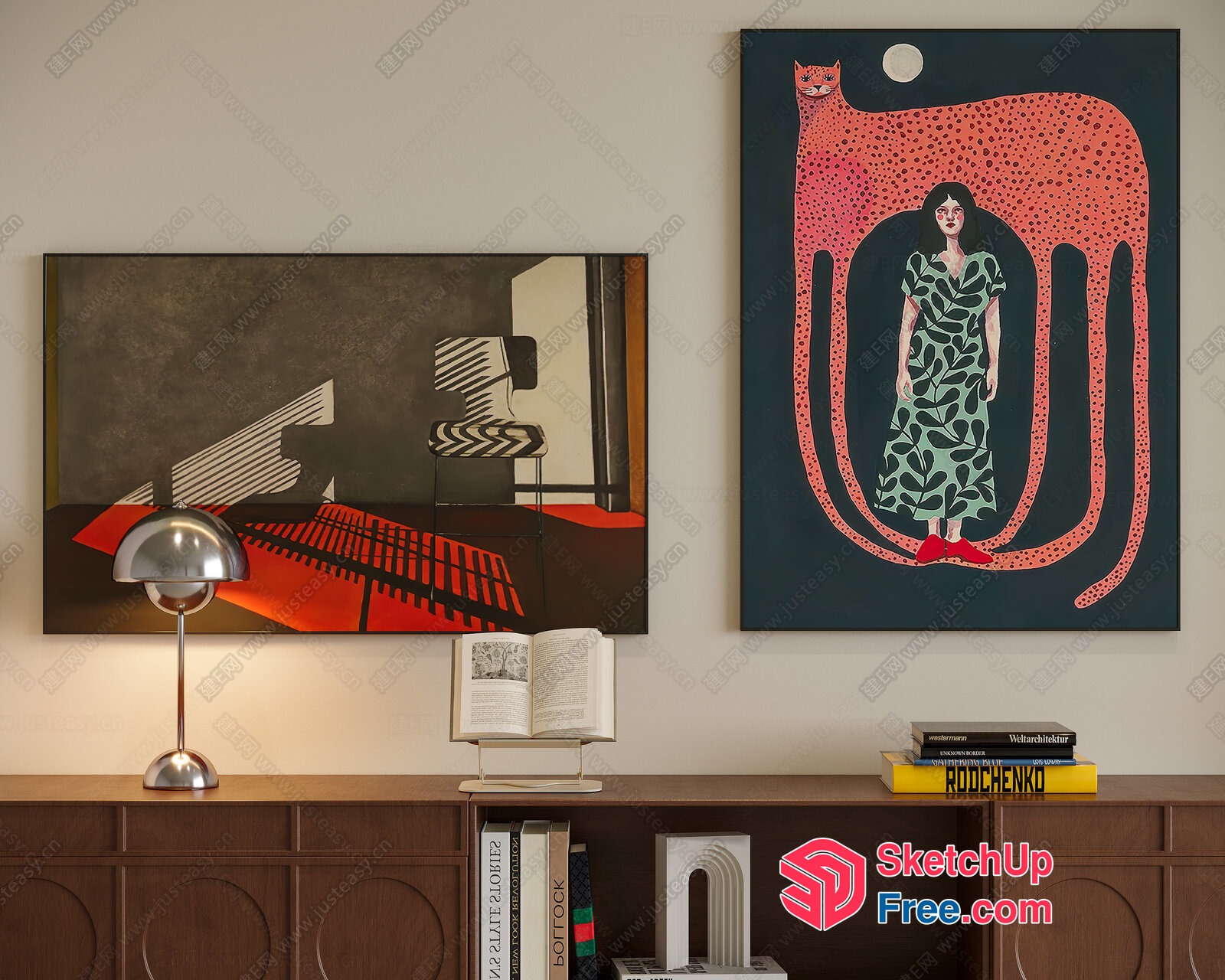 Modern Art Gallery Interior With Unique Art Pieces 3D SketchUp File