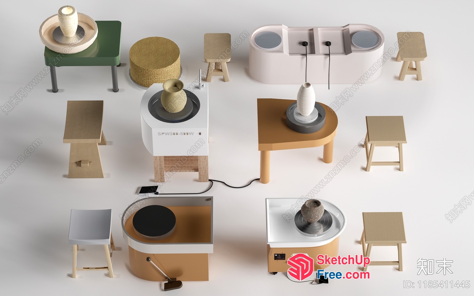 Pottery Wheel And Tools 3D SketchUp File