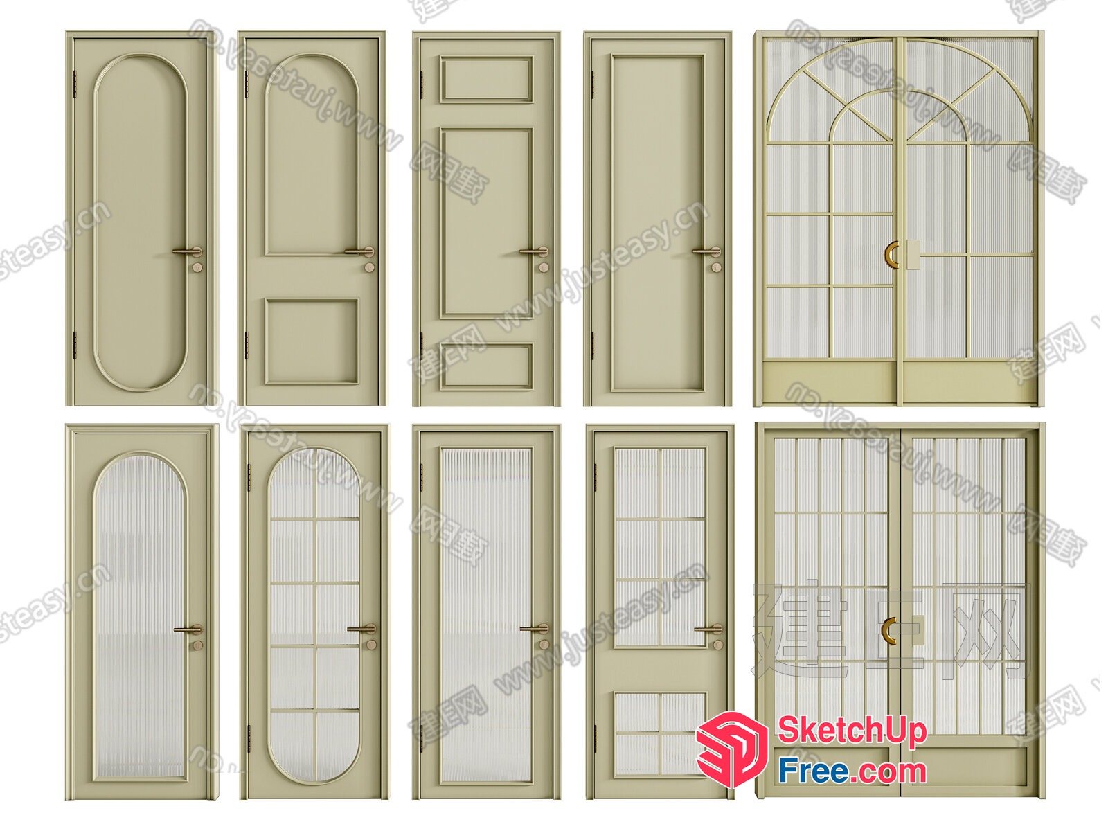 Vintage Creamy Style Doors Collection 3D SketchUp File