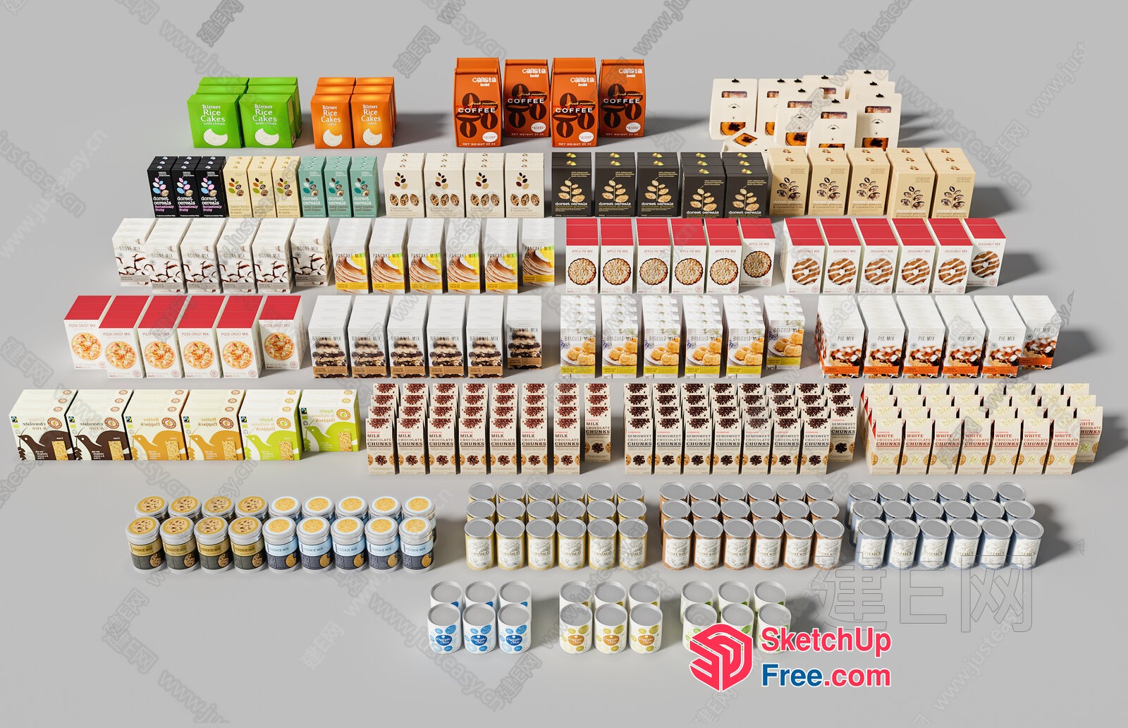 Food Products Displayed In A Variety Of Packaging 3D SketchUp File
